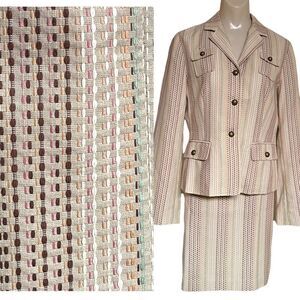 Vintage Harold’s Light Cotton Tweed Bold Button 2Pc Skirt Suit Set